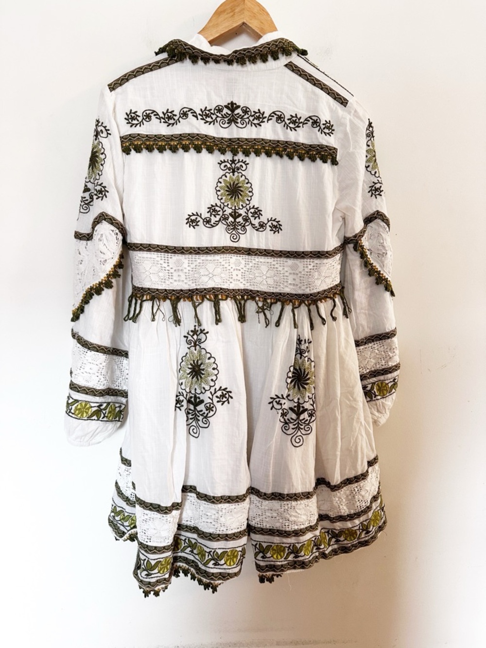 Anthropologie Maeve Long-Sleeve Embroidered Boho Mini Dress - Picture 10 of 11